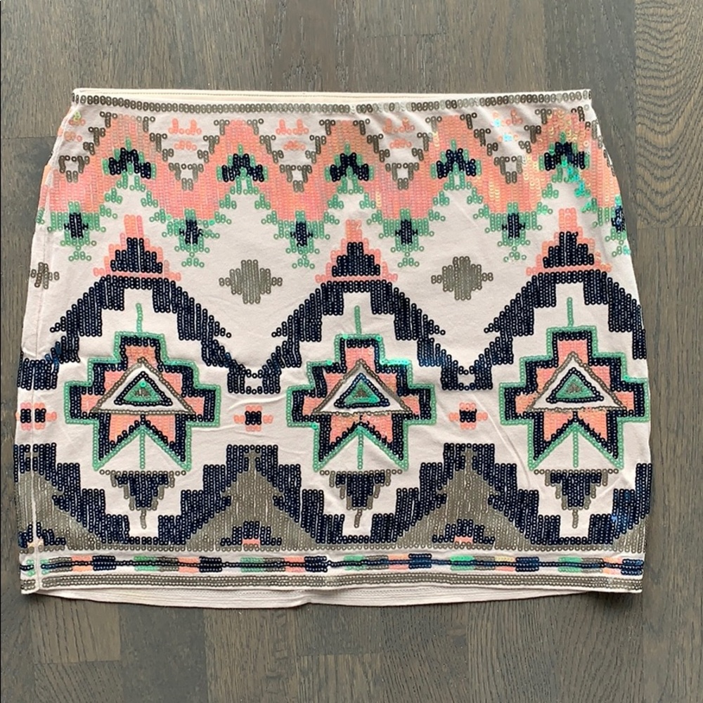 Express Multi-Color Aztec Sequin Skirt